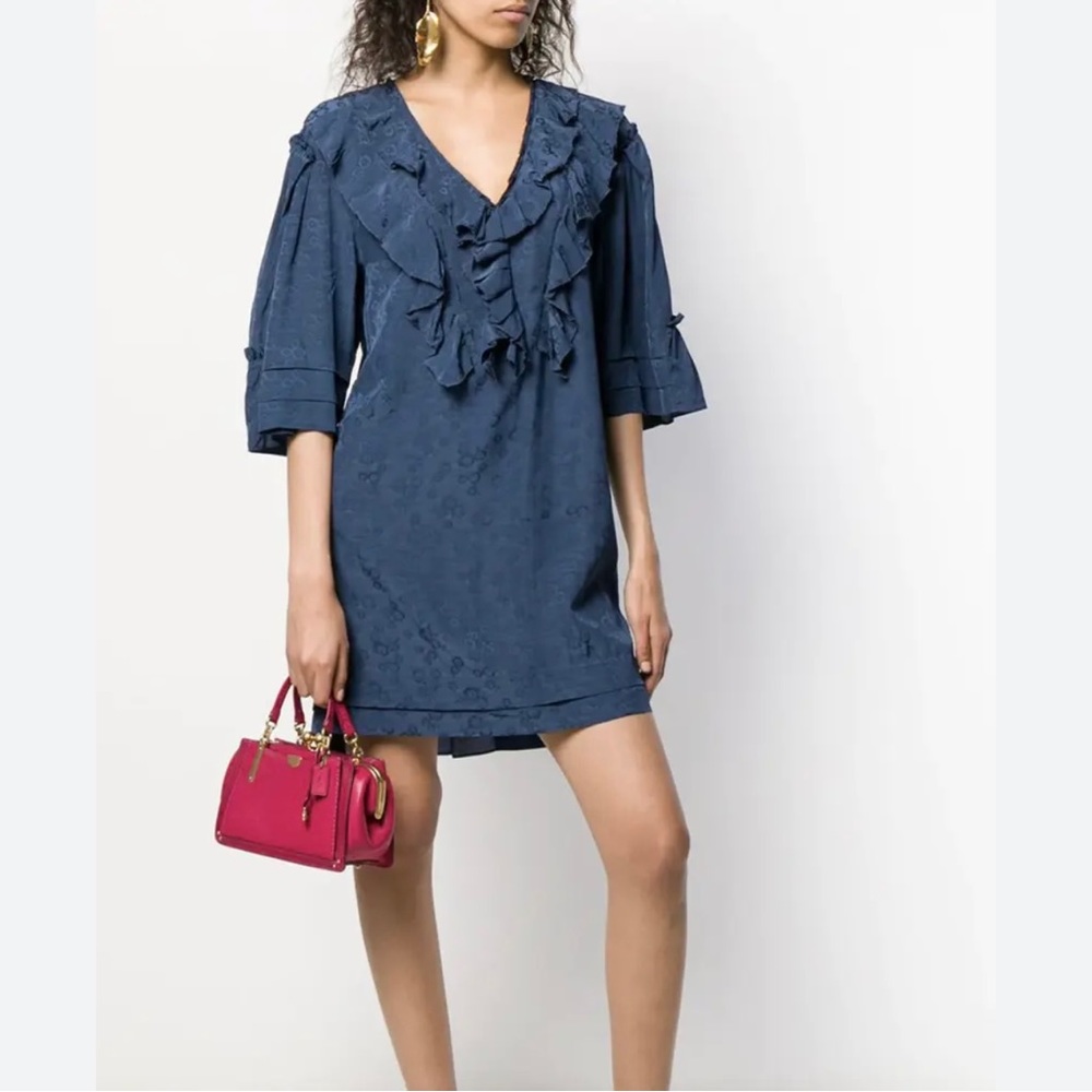🚨Final Sale🚨! NWT Coach Navy Floral Print Dress Size 2